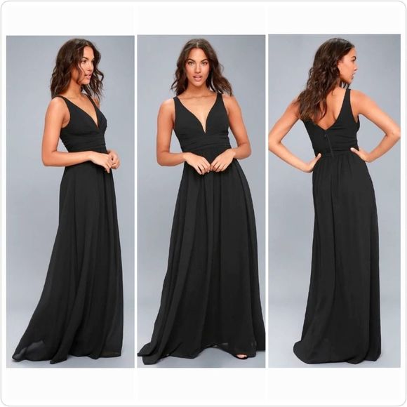 Lulus Dresses & Skirts - Lulus ruched double V chiffon floor length gown sz M